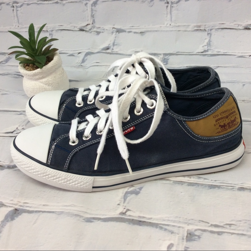 Levi’s Navy Blue Canvas Sneakers, Size 10 - Picture 3 of 10